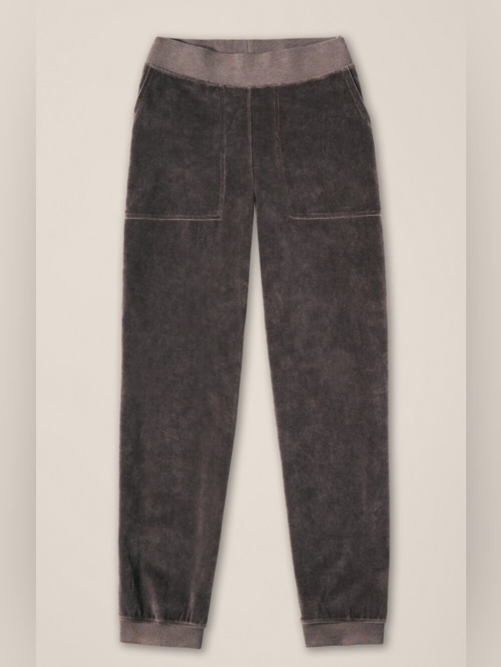 Pact 100% Organic Cotton Charcoal Gray Velour Joggers - Picture 3 of 7